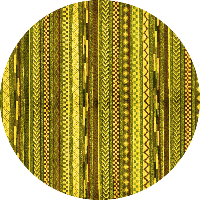 Round Machine Washable Abstract Yellow Modern Rug, wshabs2182yw