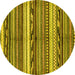 Round Machine Washable Abstract Yellow Modern Rug, wshabs2182yw