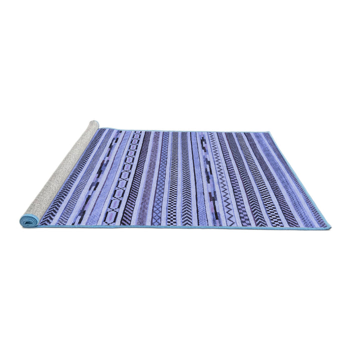 Sideview of Machine Washable Abstract Blue Modern Rug, wshabs2183blu