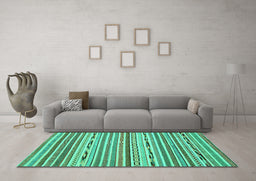 Machine Washable Abstract Turquoise Modern Area Rugs in a Living Room,, wshabs2183turq