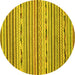 Round Abstract Yellow Modern Rug, abs2183yw