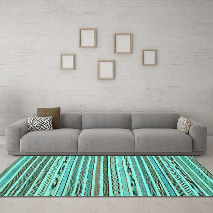 Machine Washable Abstract Light Blue Modern Rug in a Living Room, wshabs2183lblu