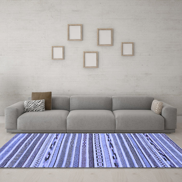 Machine Washable Abstract Blue Modern Rug in a Living Room, wshabs2183blu
