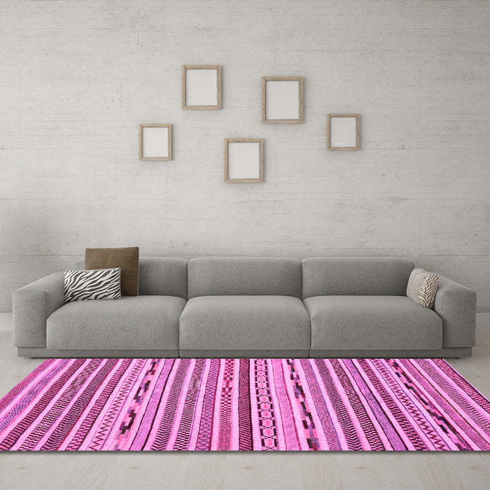 Machine Washable Abstract Pink Modern Rug in a Living Room, wshabs2183pnk