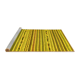 Sideview of Machine Washable Abstract Yellow Modern Rug, wshabs2183yw