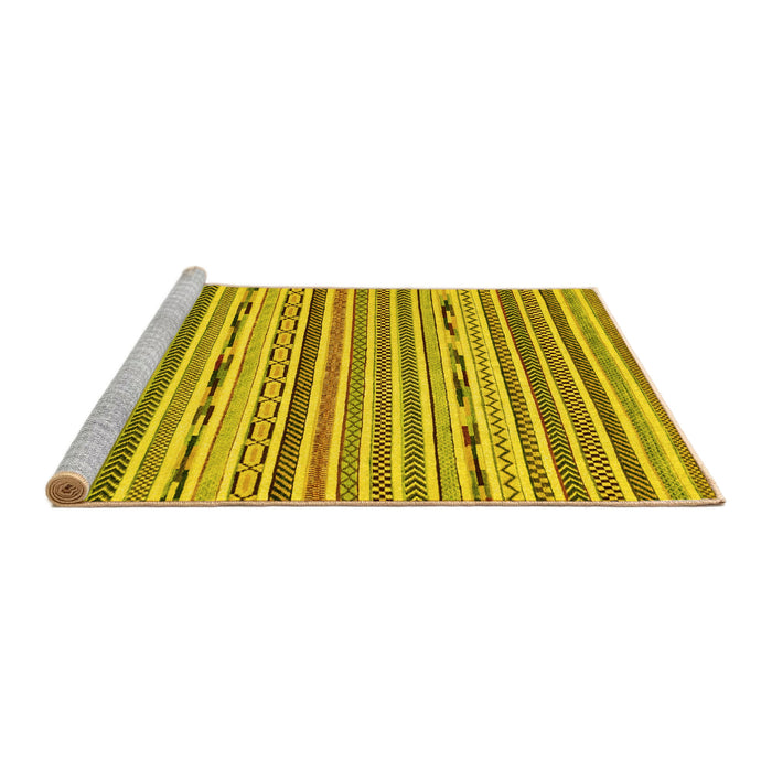 Sideview of Machine Washable Abstract Yellow Modern Rug, wshabs2183yw