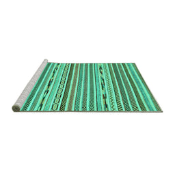 Sideview of Machine Washable Abstract Turquoise Modern Area Rugs, wshabs2183turq