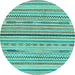 Round Abstract Light Blue Modern Rug, abs2184lblu