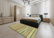 Machine Washable Abstract Metallic Gold Rug in a Bedroom, wshabs2184