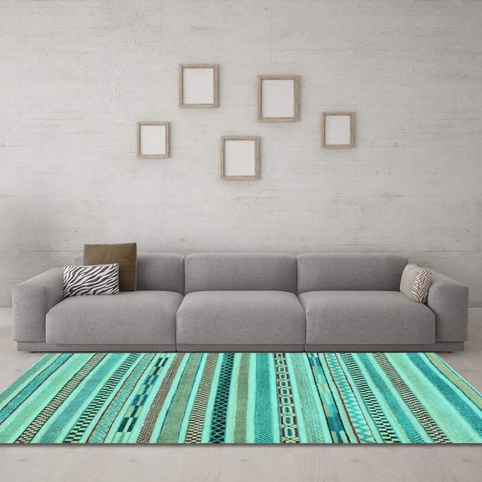 Machine Washable Abstract Light Blue Modern Rug in a Living Room, wshabs2184lblu