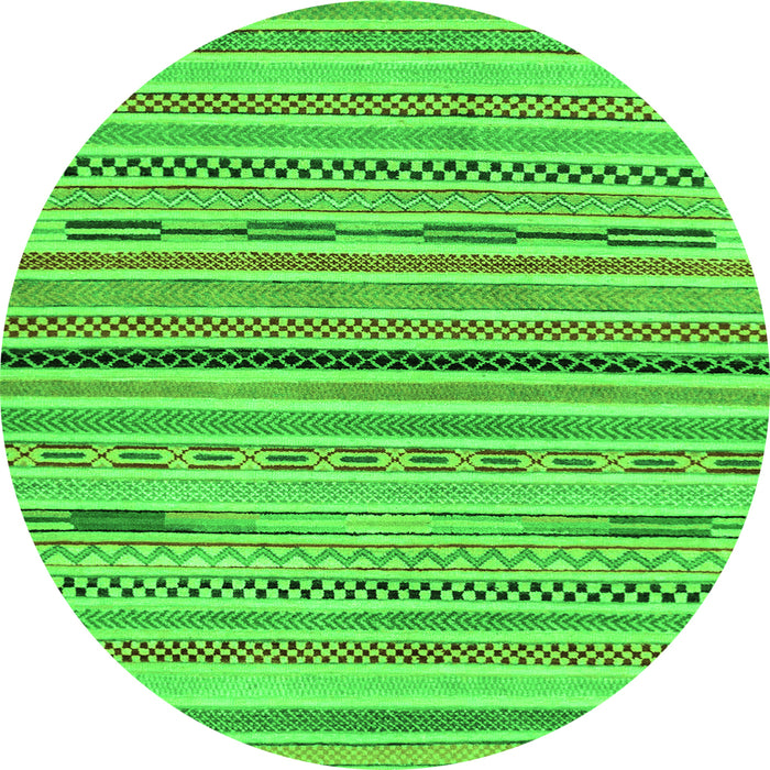 Round Machine Washable Abstract Green Modern Area Rugs, wshabs2184grn