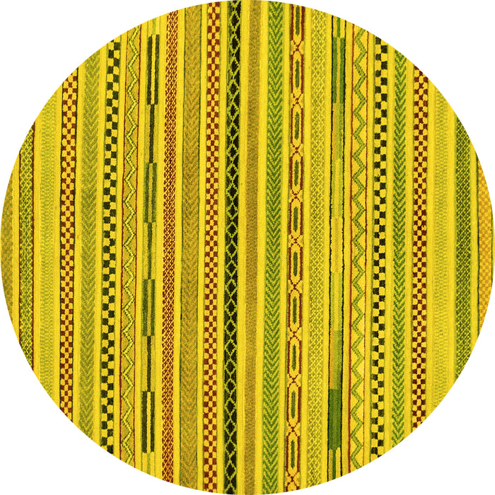 Round Abstract Yellow Modern Rug, abs2184yw