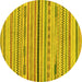 Round Abstract Yellow Modern Rug, abs2184yw