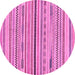 Round Machine Washable Abstract Pink Modern Rug, wshabs2184pnk