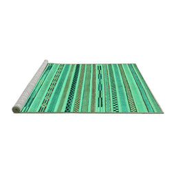 Sideview of Machine Washable Abstract Turquoise Modern Area Rugs, wshabs2184turq