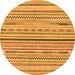 Round Machine Washable Abstract Orange Modern Area Rugs, wshabs2184org