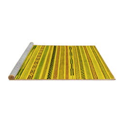 Sideview of Machine Washable Abstract Yellow Modern Rug, wshabs2184yw