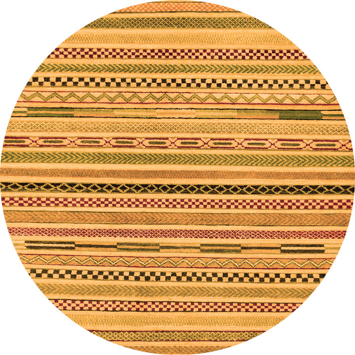 Round Abstract Orange Modern Rug, abs2184org