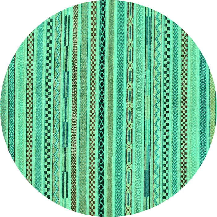 Round Abstract Turquoise Modern Rug, abs2184turq