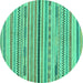 Round Abstract Turquoise Modern Rug, abs2184turq