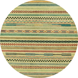 Round Machine Washable Abstract Metallic Gold Rug, wshabs2184