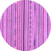 Round Machine Washable Abstract Purple Modern Area Rugs, wshabs2184pur