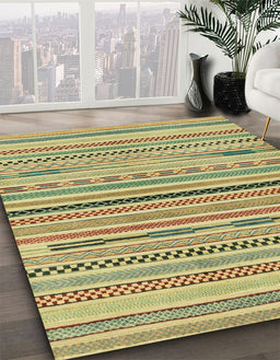 Machine Washable Abstract Metallic Gold Rug in a Family Room, wshabs2184