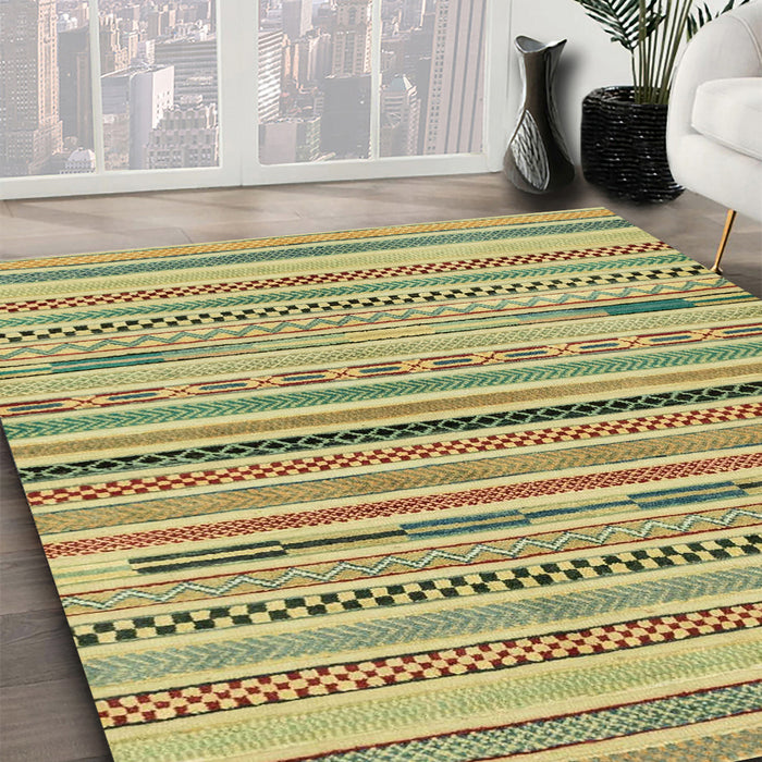 Machine Washable Abstract Metallic Gold Rug in a Family Room, wshabs2184