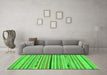 Machine Washable Abstract Green Modern Area Rugs in a Living Room,, wshabs2184grn