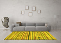 Machine Washable Abstract Yellow Modern Rug, wshabs2184yw