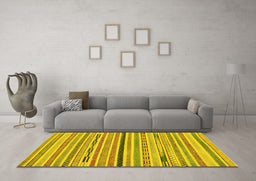 Machine Washable Abstract Yellow Modern Rug in a Living Room, wshabs2184yw