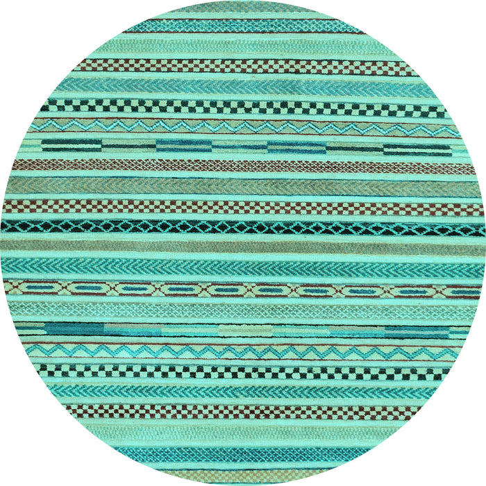 Round Machine Washable Abstract Light Blue Modern Rug, wshabs2184lblu