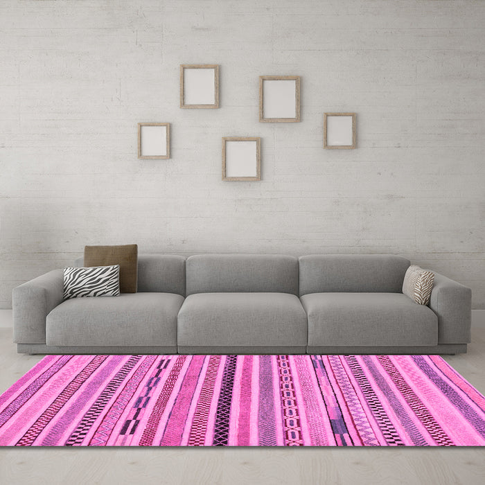 Machine Washable Abstract Pink Modern Rug in a Living Room, wshabs2184pnk