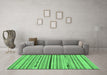 Machine Washable Abstract Emerald Green Modern Area Rugs in a Living Room,, wshabs2184emgrn