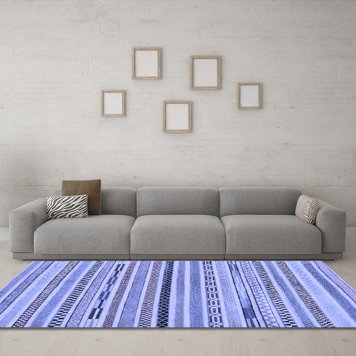 Machine Washable Abstract Blue Modern Rug in a Living Room, wshabs2184blu