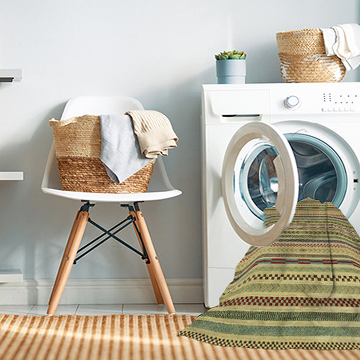 Machine Washable Abstract Metallic Gold Rug in a Washing Machine, wshabs2185