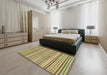 Abstract Metallic Gold Modern Rug in a Bedroom, abs2185