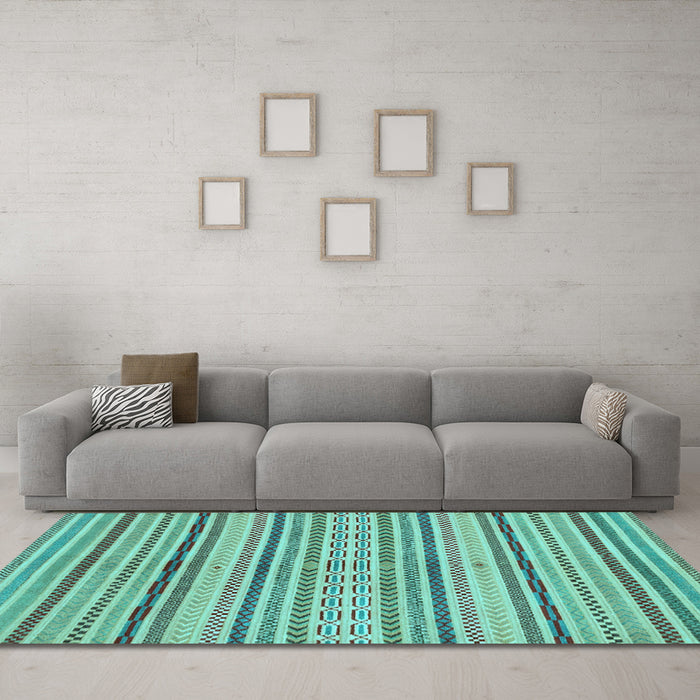 Machine Washable Abstract Light Blue Modern Rug in a Living Room, wshabs2185lblu