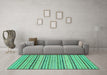 Machine Washable Abstract Turquoise Modern Area Rugs in a Living Room,, wshabs2185turq