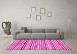 Machine Washable Abstract Pink Modern Rug in a Living Room, wshabs2185pnk