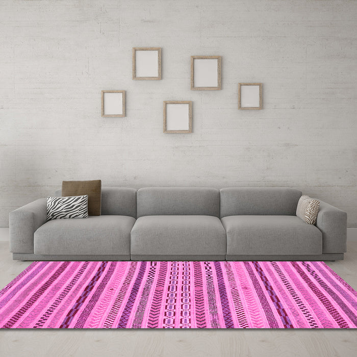 Machine Washable Abstract Pink Modern Rug in a Living Room, wshabs2185pnk