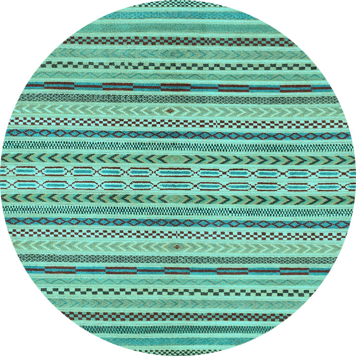 Round Abstract Light Blue Modern Rug, abs2185lblu