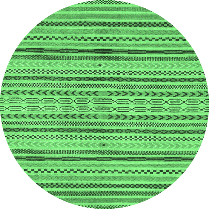Round Machine Washable Abstract Emerald Green Modern Area Rugs, wshabs2185emgrn