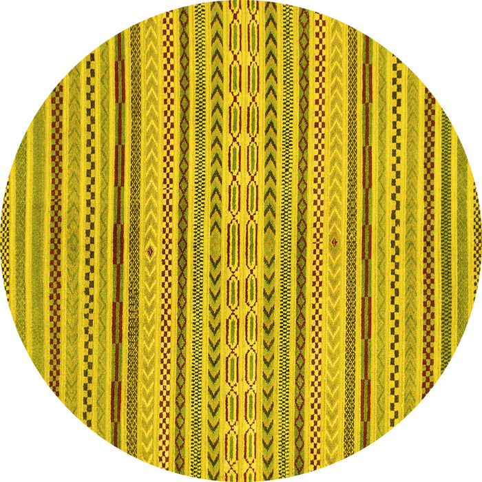 Round Machine Washable Abstract Yellow Modern Rug, wshabs2185yw