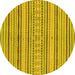 Round Machine Washable Abstract Yellow Modern Rug, wshabs2185yw