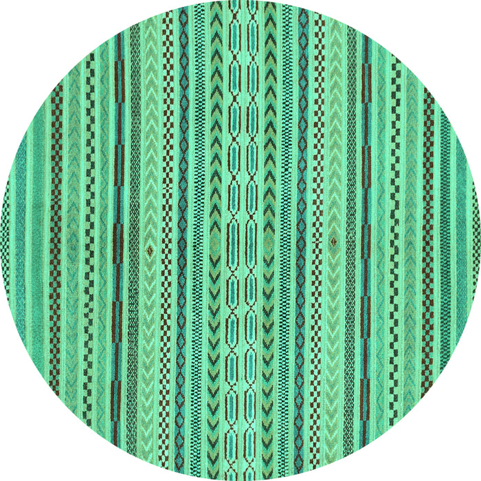 Round Abstract Turquoise Modern Rug, abs2185turq