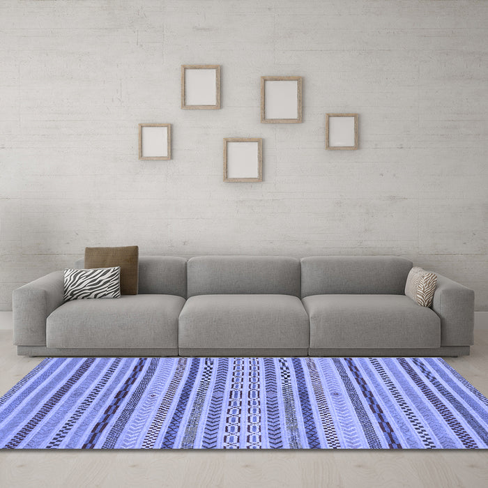 Machine Washable Abstract Blue Modern Rug in a Living Room, wshabs2185blu