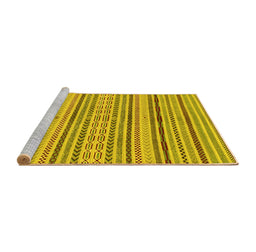 Sideview of Machine Washable Abstract Yellow Modern Rug, wshabs2185yw