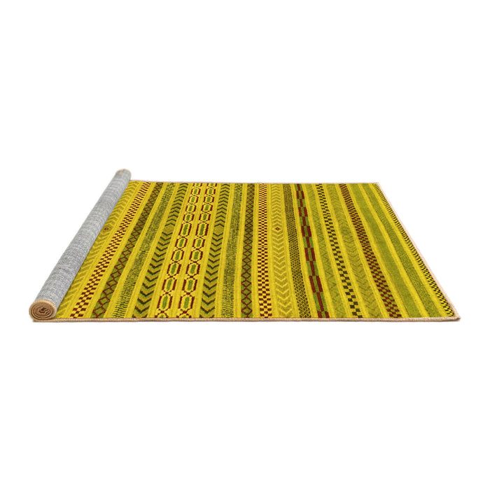 Sideview of Machine Washable Abstract Yellow Modern Rug, wshabs2185yw