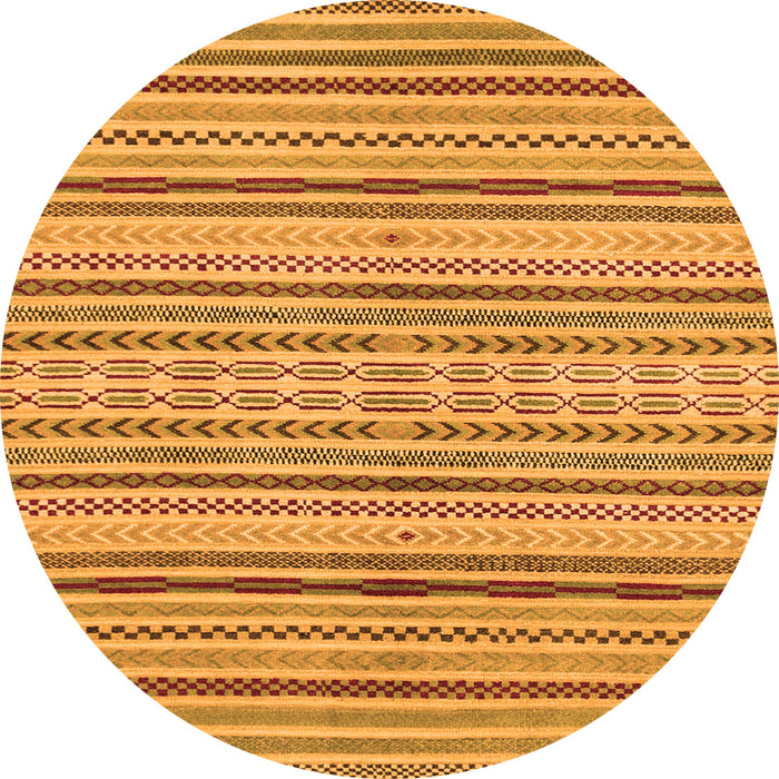 Round Machine Washable Abstract Orange Modern Area Rugs, wshabs2185org